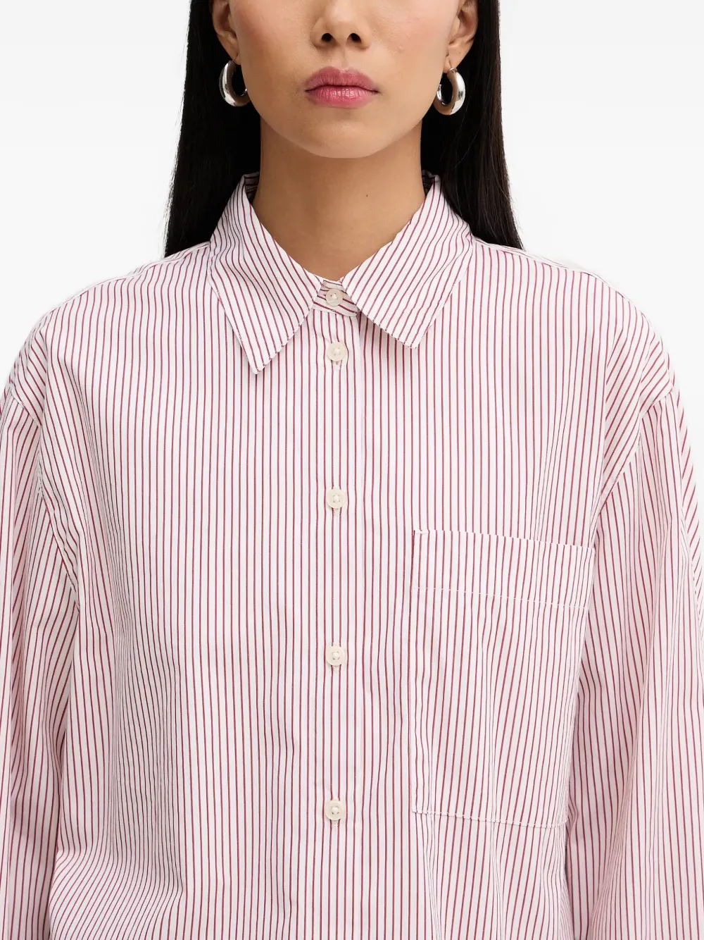 Marc O'Polo Gestreept blouse met zak Rood