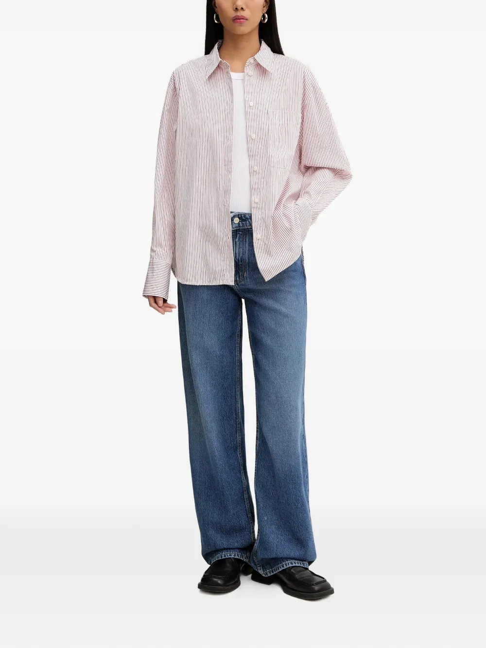 Marc O'Polo Gestreept blouse met zak Rood