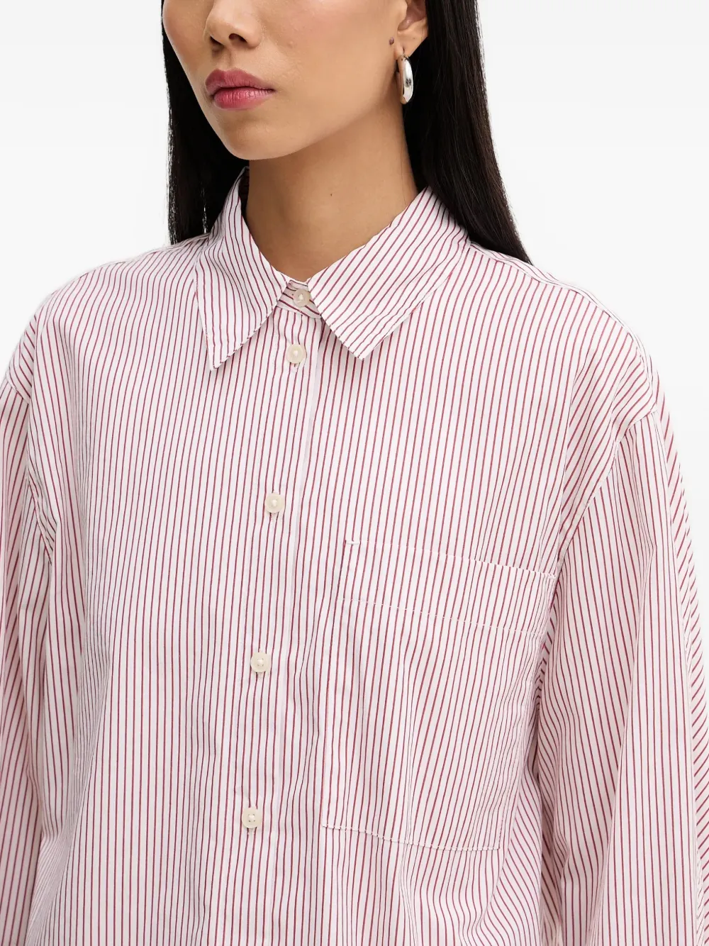 Marc O'Polo Gestreept blouse met zak Rood