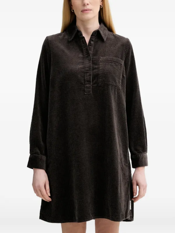 corduroy button up mini dress Magdalene Corduroy Button Down Mini Dress Chocolate