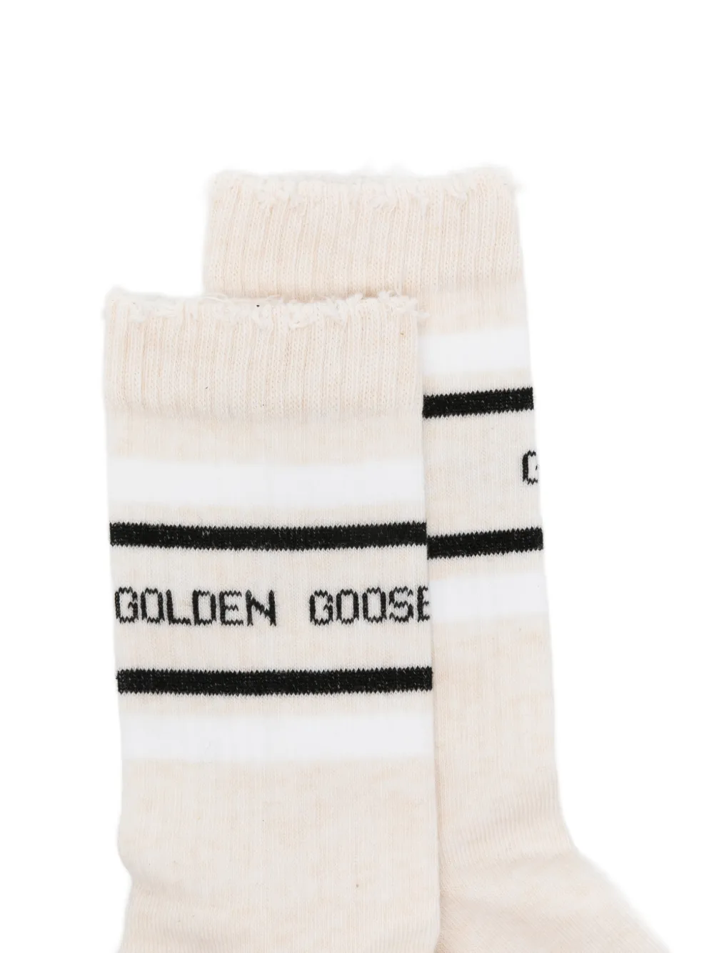  Golden Goose Stripes Logo Socks - Neutrals 