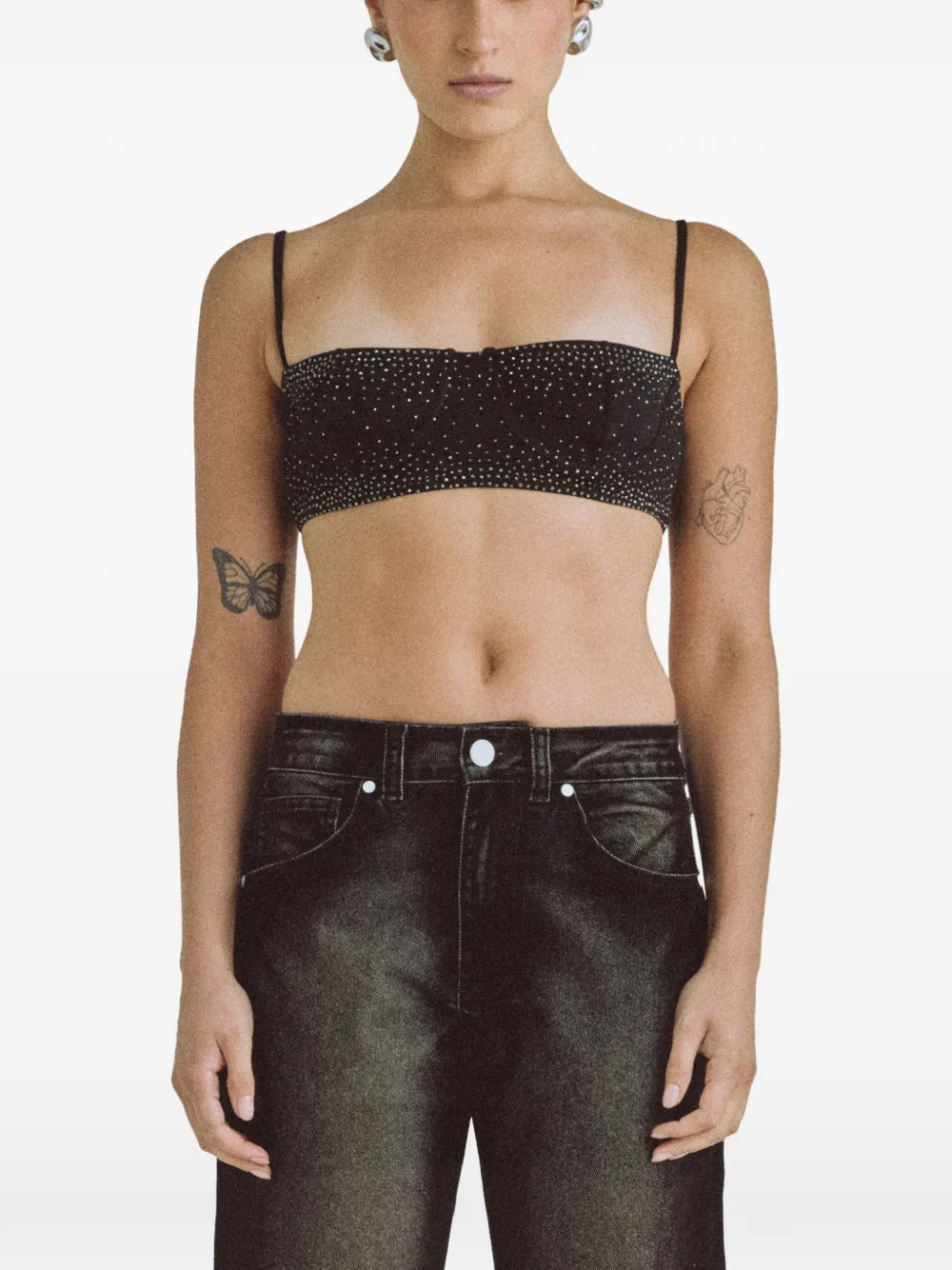  Undergold X Garcias Santa Unión Rhinestone Balconette Top - Black 