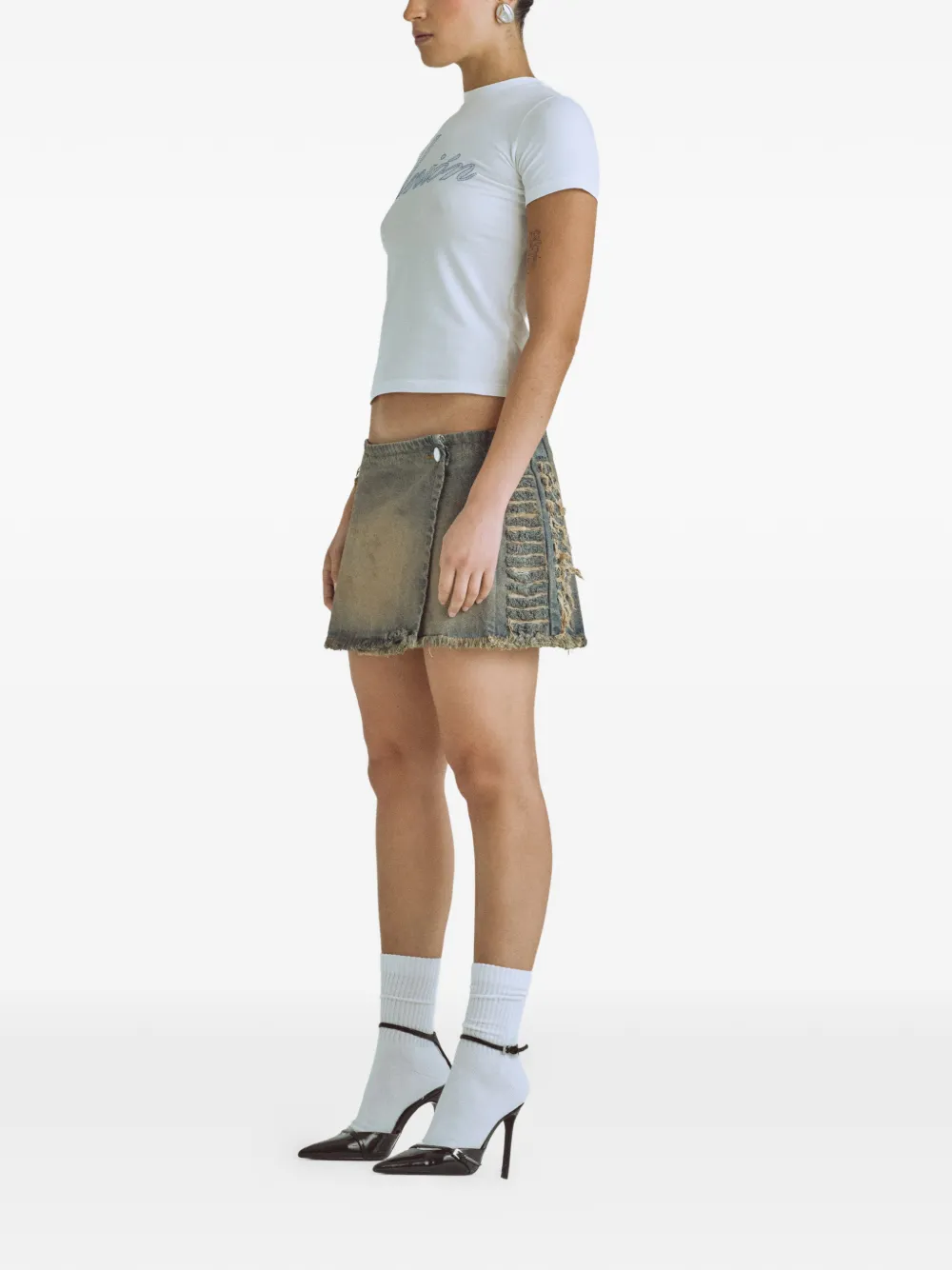  Undergold Ripped Basic Skirt - Blue 
