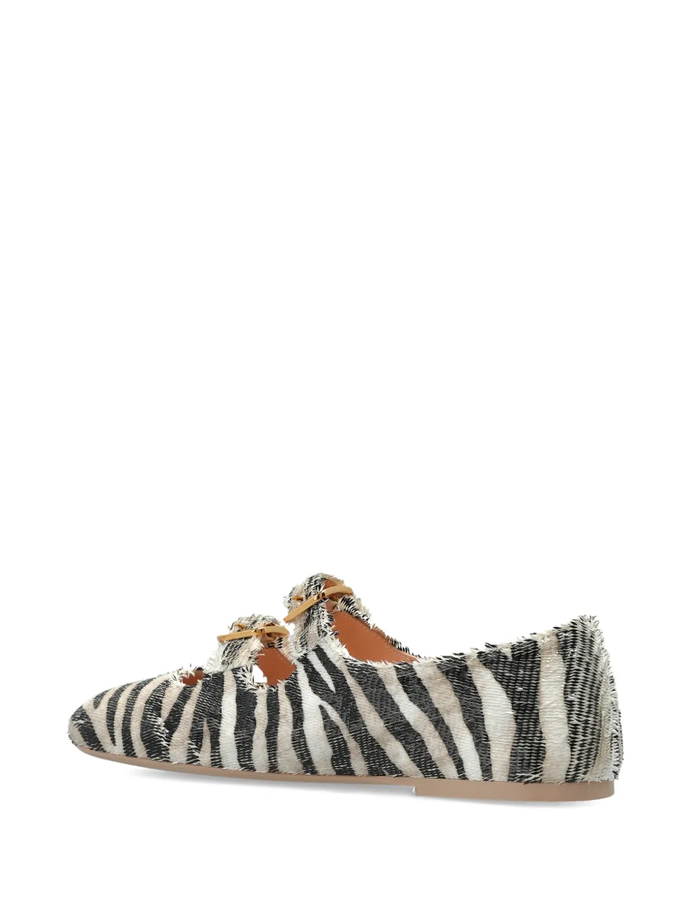 AGL Ballerina's met zebraprint en gesp Zwart
