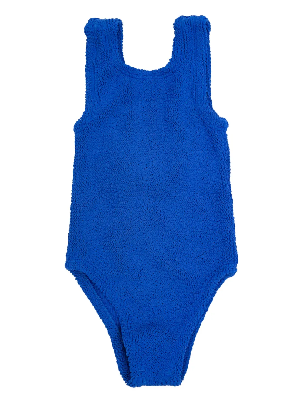 Hunza G Kids Alva crinkle bow-detail swimsuit - Blu
