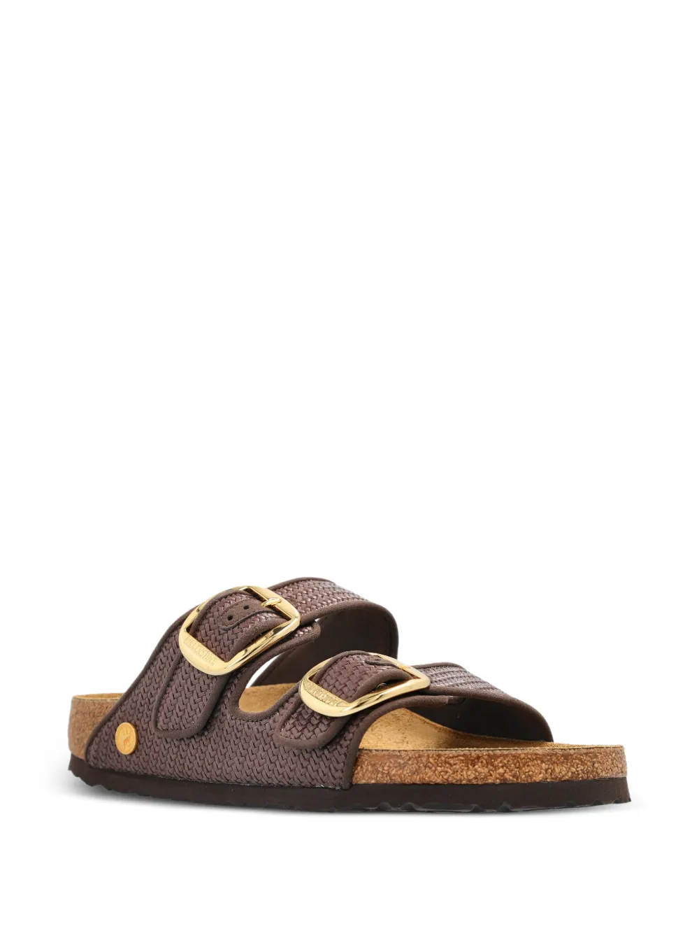 Birkenstock Arizona raffia sandalen met gesp Bruin