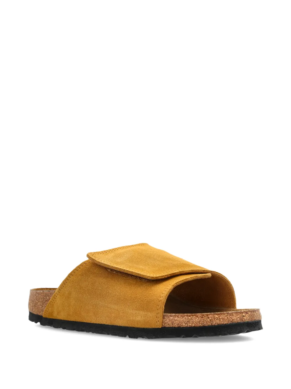 Birkenstock Open suède platte sandalen Bruin