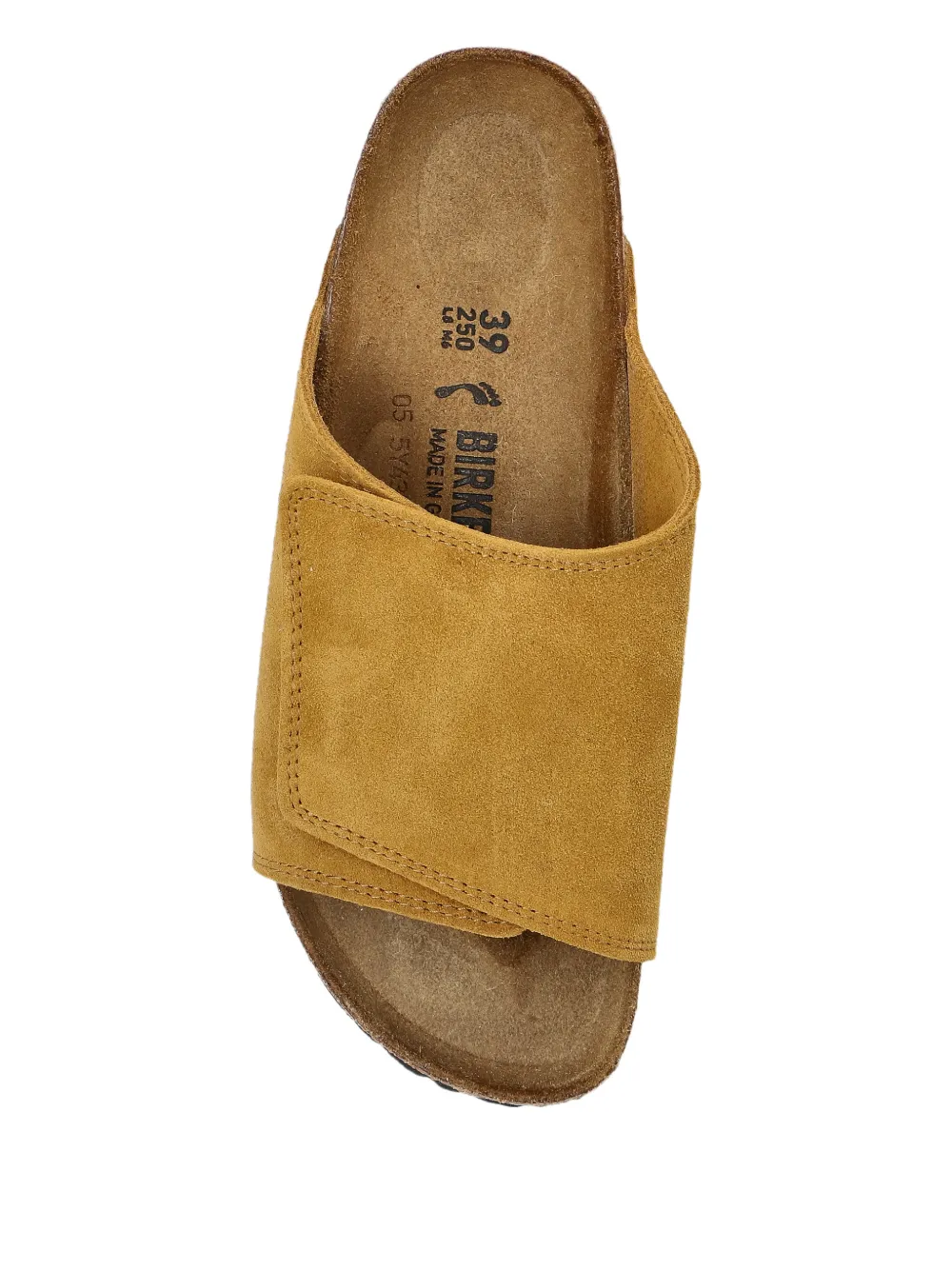 Birkenstock Open suède platte sandalen Bruin
