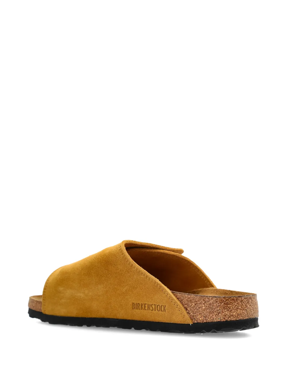 Birkenstock Open suède platte sandalen Bruin