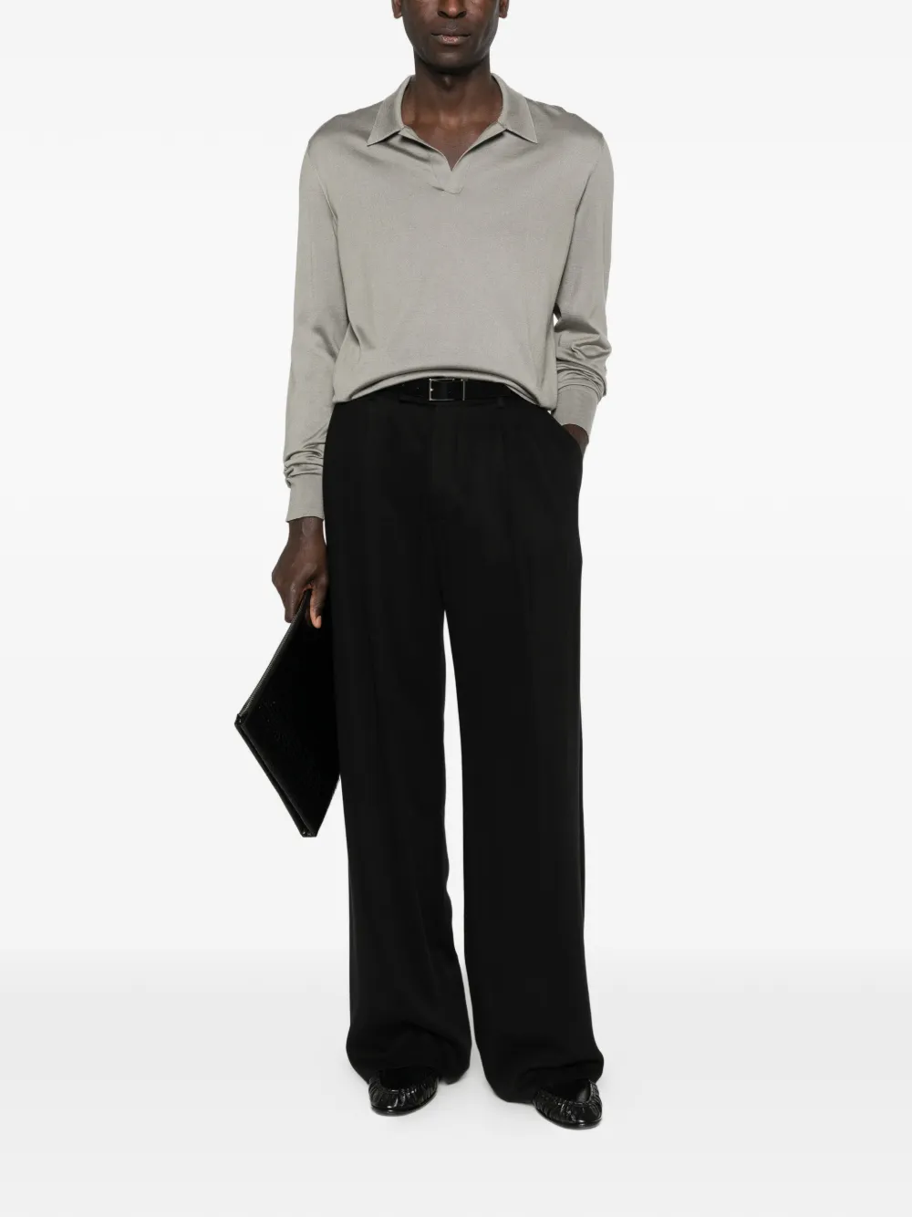 Dolce & Gabbana collared long-sleeve T-shirt - Grijs