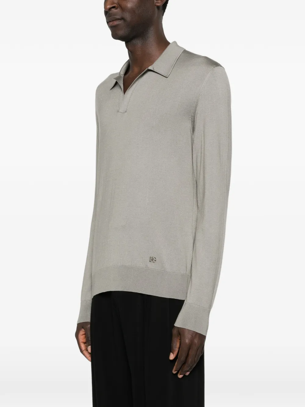 Dolce & Gabbana T-shirt met kraag en lange mouwen Grijs