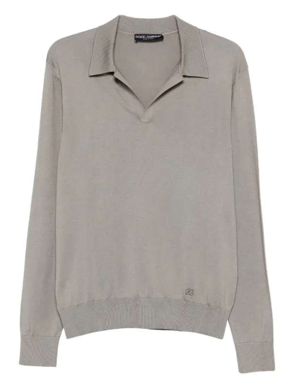 Dolce & Gabbana Collared Long-sleeve T-shirt in Grey