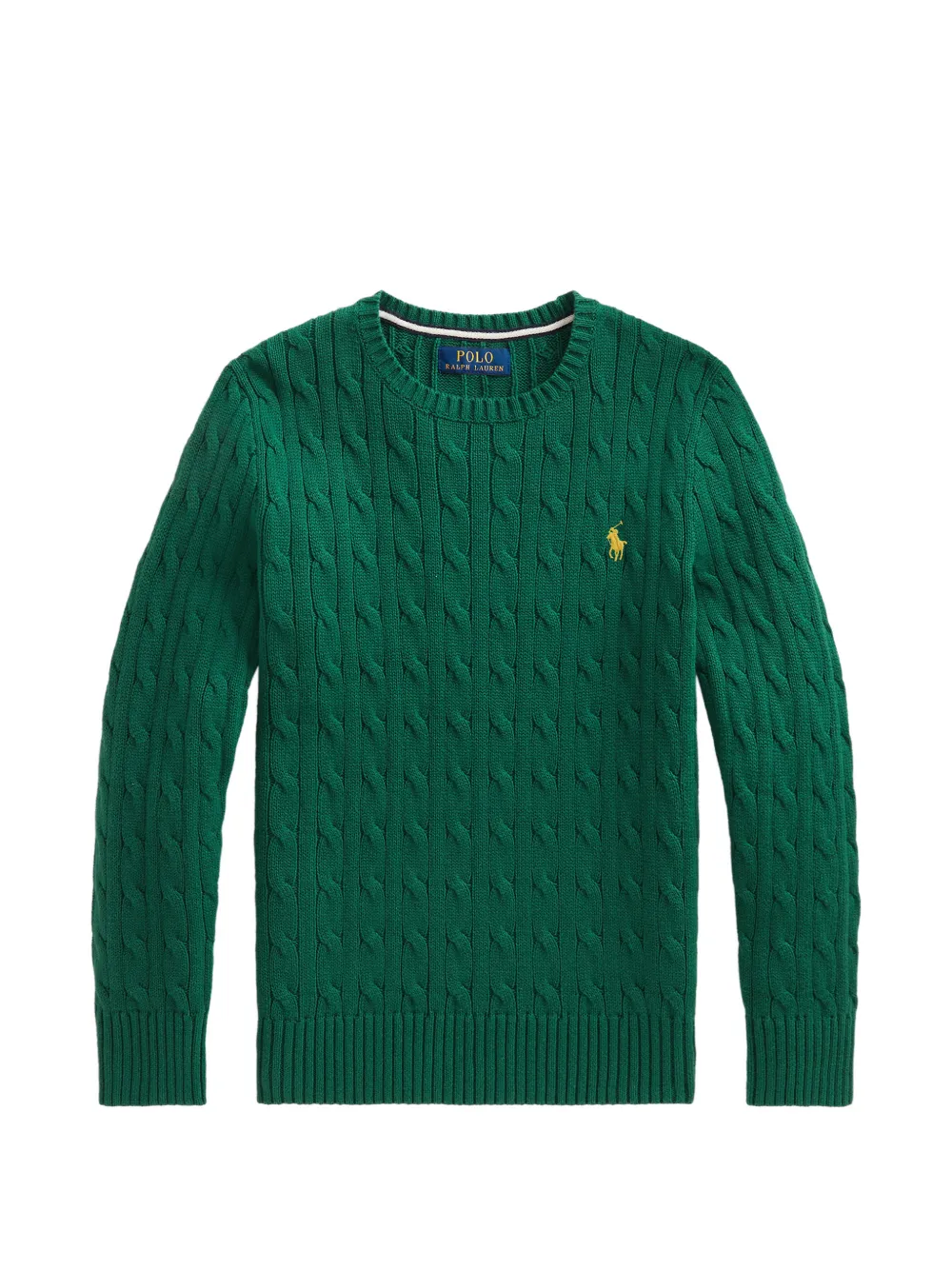 POLO RALPH LAUREN KIDS cable-knit embroidered-logo sweater Groen