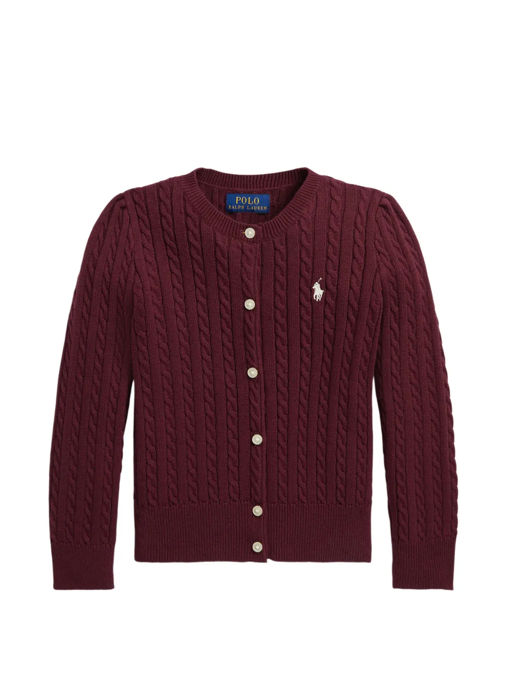 POLO RALPH LAUREN KIDS cable-knit embroidered-logo cardigan - Rot