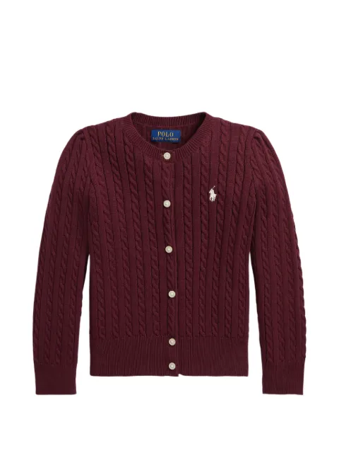 POLO RALPH LAUREN KIDS cable-knit embroidered-logo cardigan