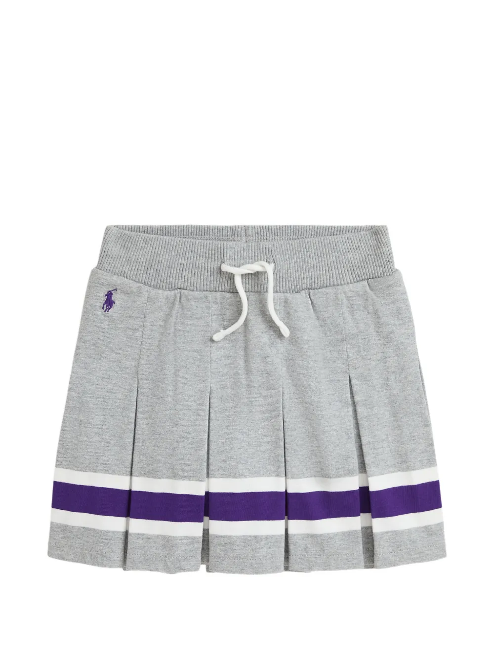 POLO RALPH LAUREN KIDS logo-embroidered pleated skirt - Grigio