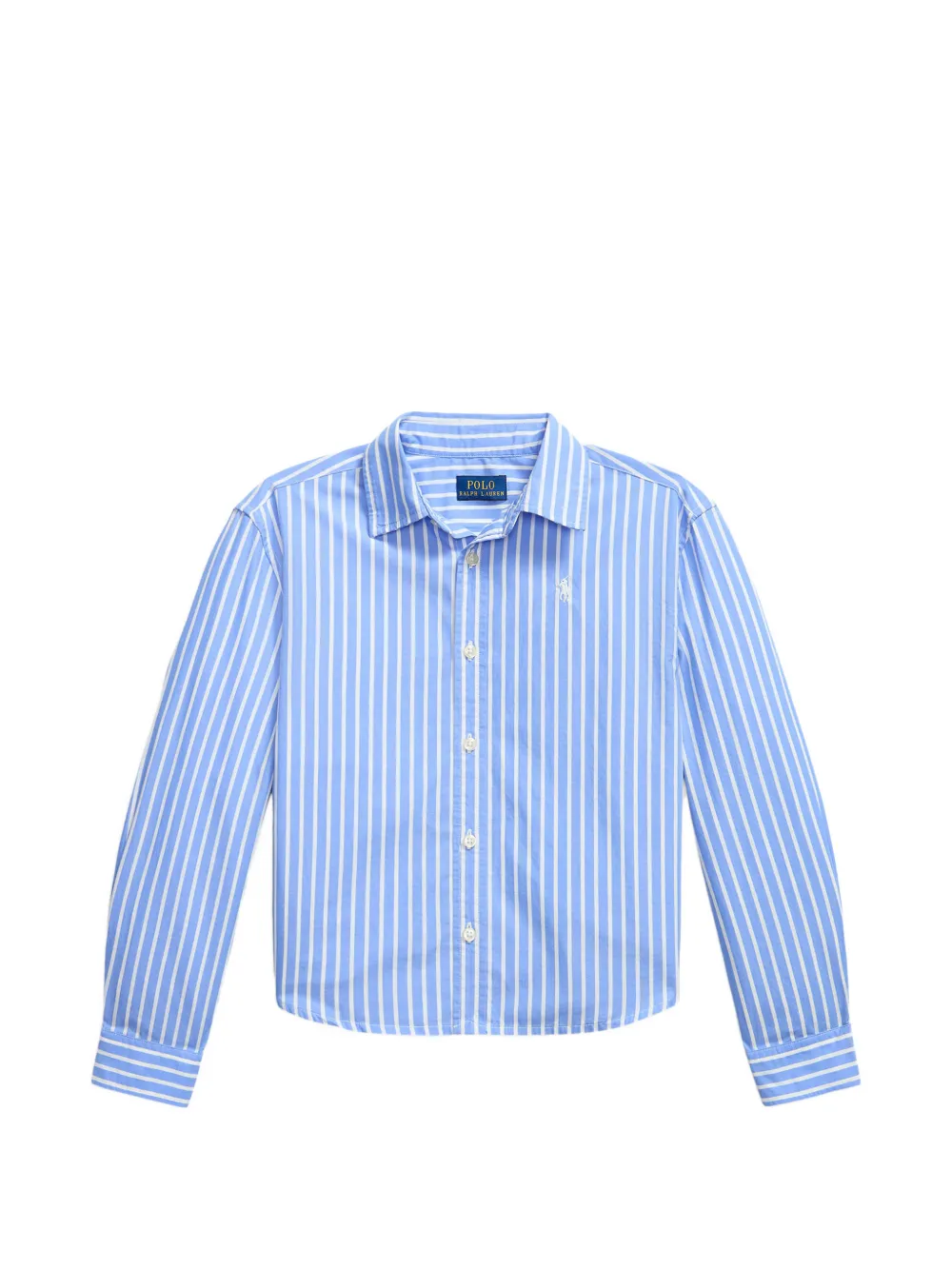 POLO RALPH LAUREN KIDS vertical-stripe embroidered-logo shirt - Blu