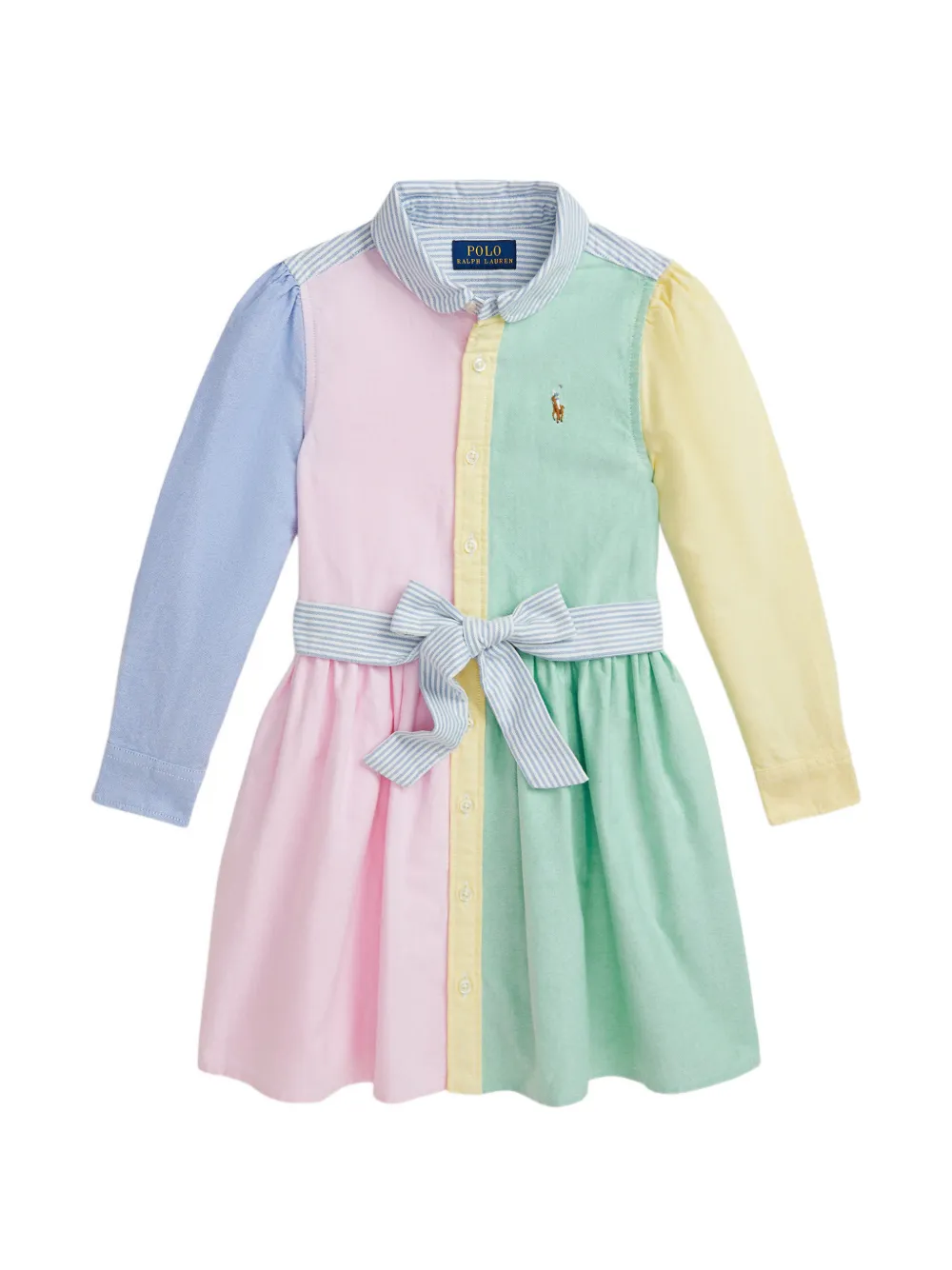 POLO RALPH LAUREN KIDS multi-colour block belted dress - Rosa