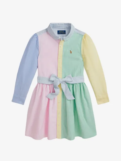 POLO RALPH LAUREN KIDS vestido camisero con diseño color block