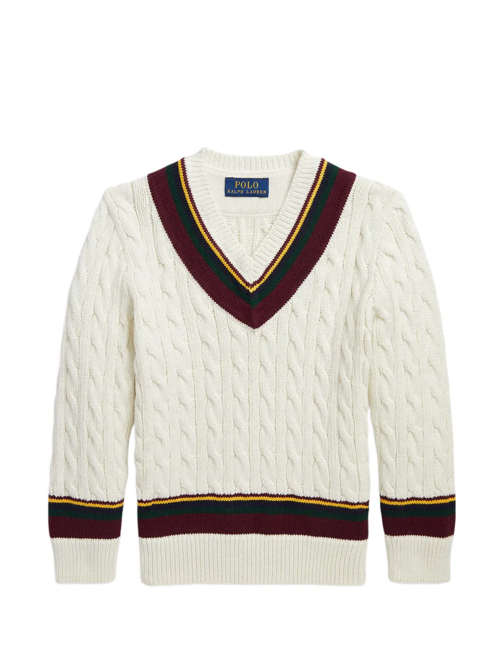 POLO RALPH LAUREN KIDS cable-knit V-neck sweater - Toni neutri