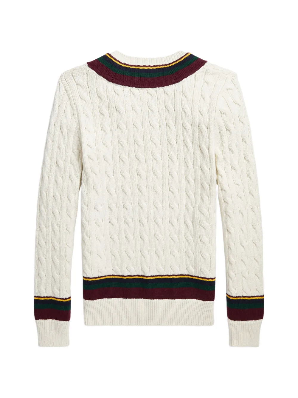 POLO RALPH LAUREN KIDS Kabelgebreide trui met V-hals Beige