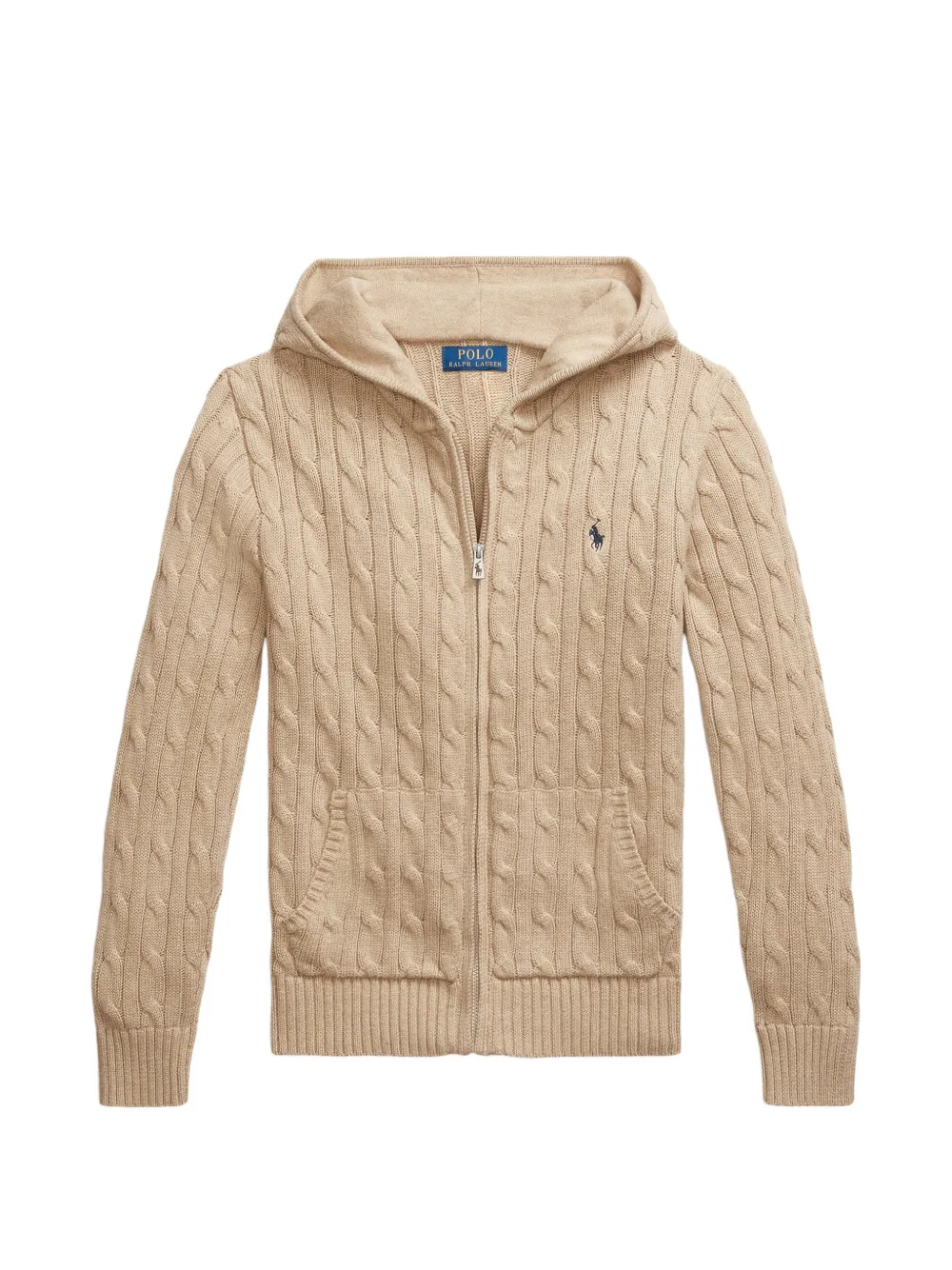POLO RALPH LAUREN KIDS cable-knit zip-up hoodie - Toni neutri