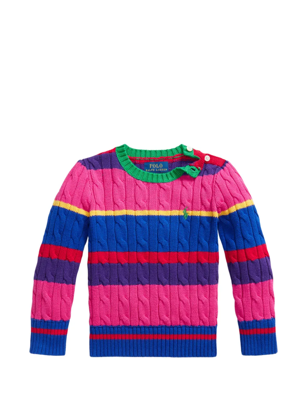 POLO RALPH LAUREN KIDS cable-knit striped sweater - Rosa