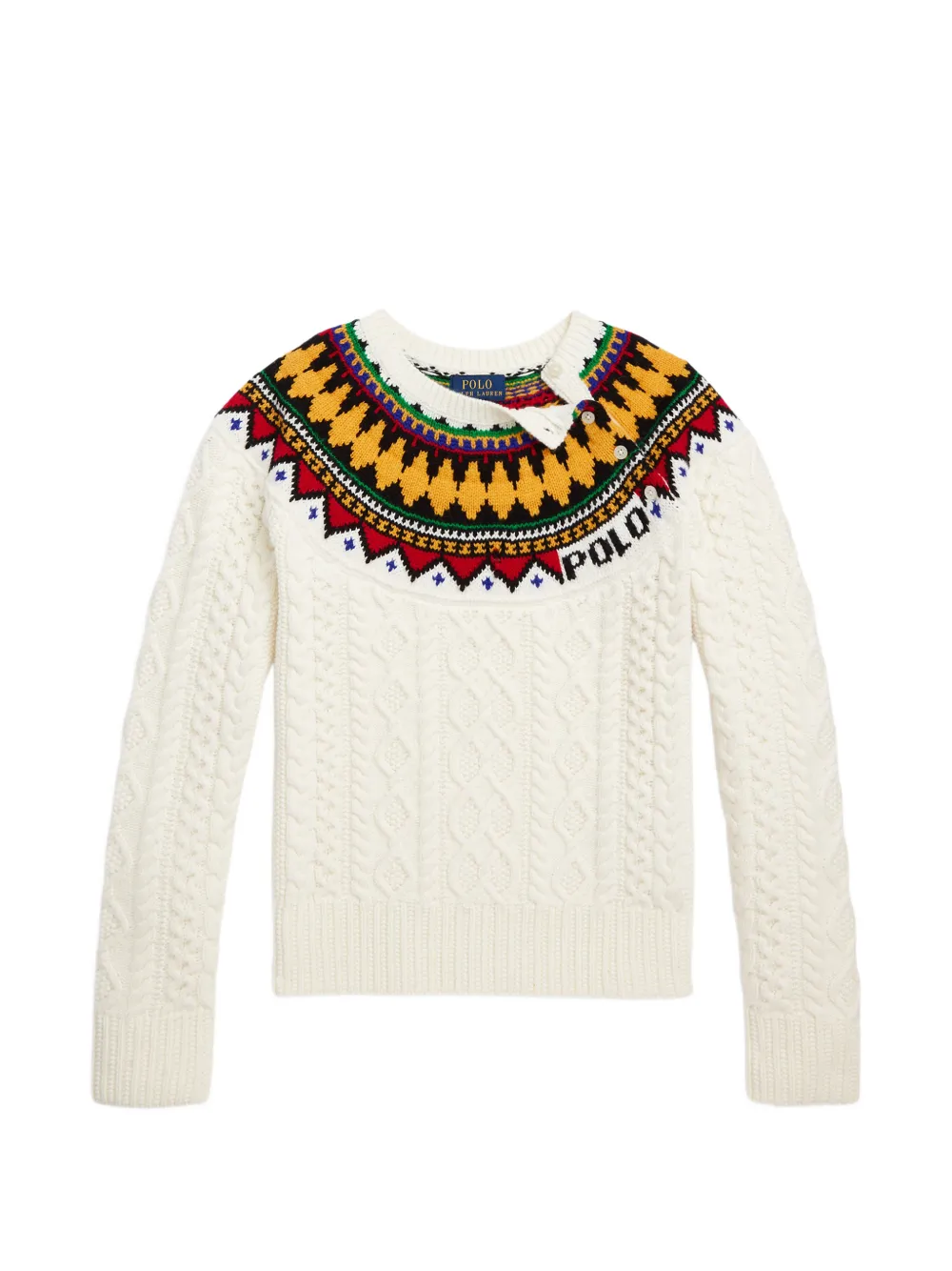 POLO RALPH LAUREN KIDS cable-knit Fair-Isle sweater - Toni neutri