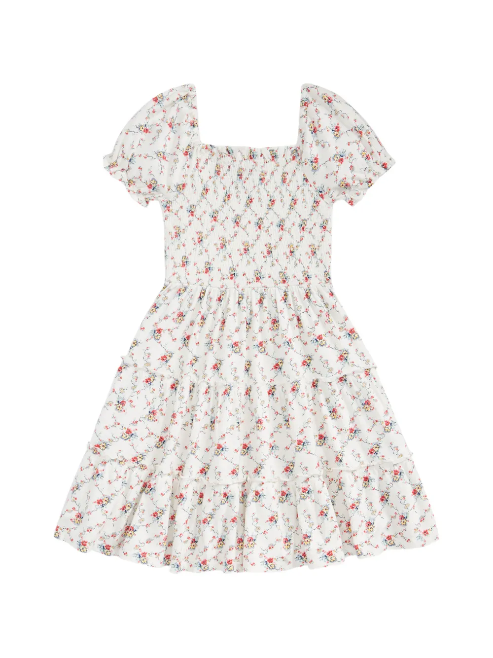 POLO RALPH LAUREN KIDS floral-print smocked dress - Bianco
