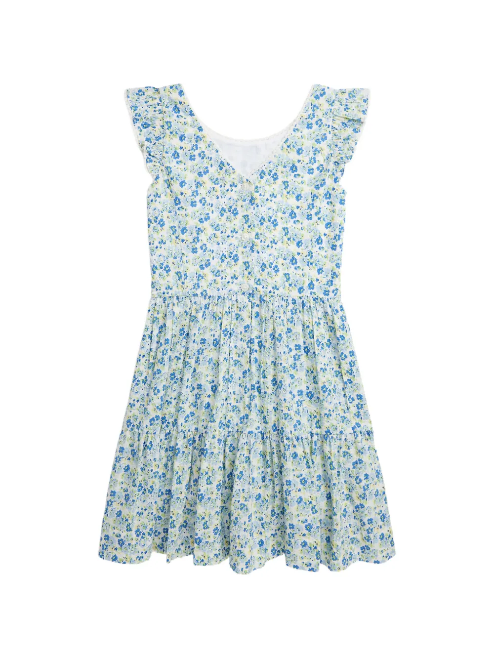 POLO RALPH LAUREN KIDS Jurk met ruches en bloemenprint Wit