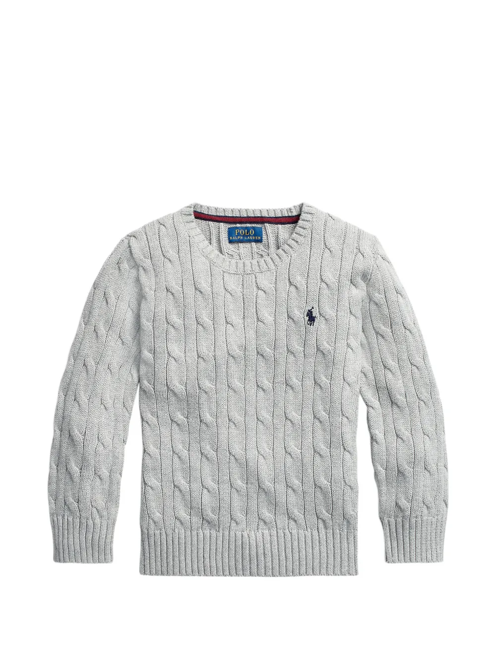 POLO RALPH LAUREN KIDS cable-knit logo-embroidered sweater - Grigio