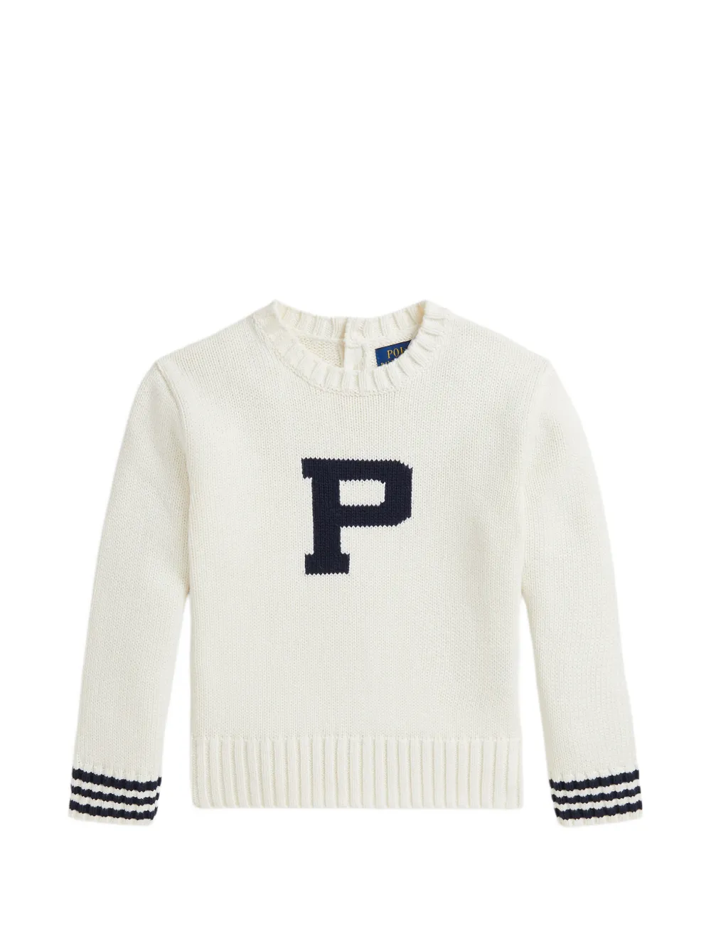 POLO RALPH LAUREN KIDS intarsia-knit striped-cuff sweater - Bianco