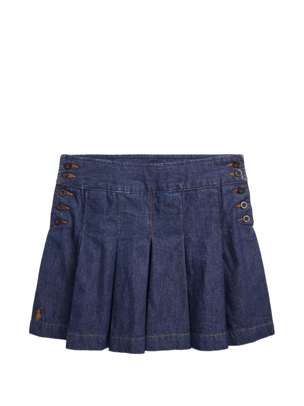 POLO RALPH LAUREN KIDS pleated button-detail skirt - Blau