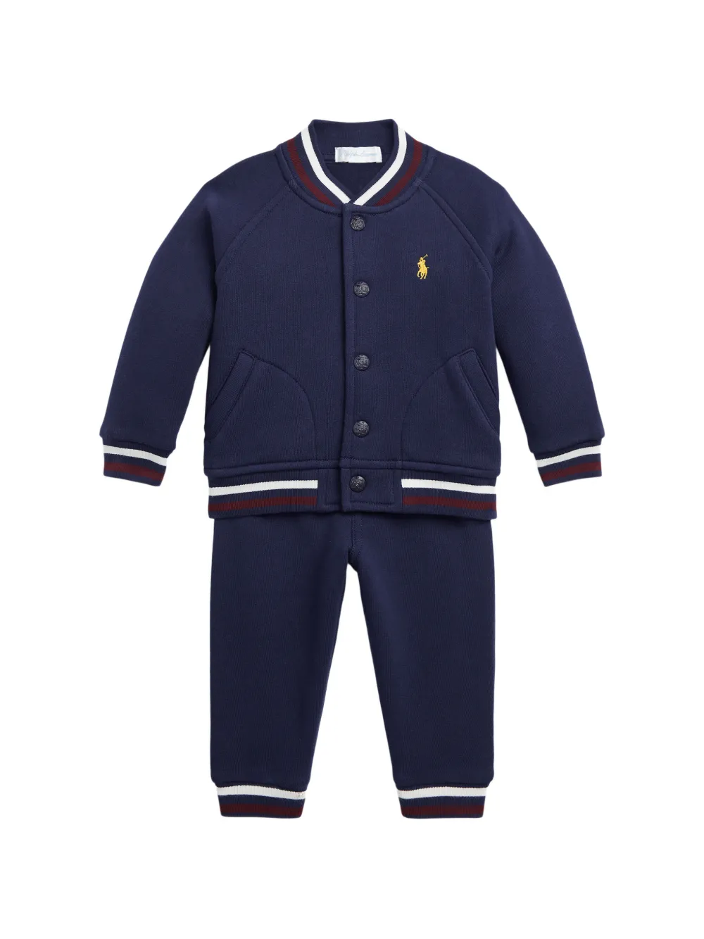 POLO RALPH LAUREN KIDS logo-embroidered striped-trim tracksuits - Blu