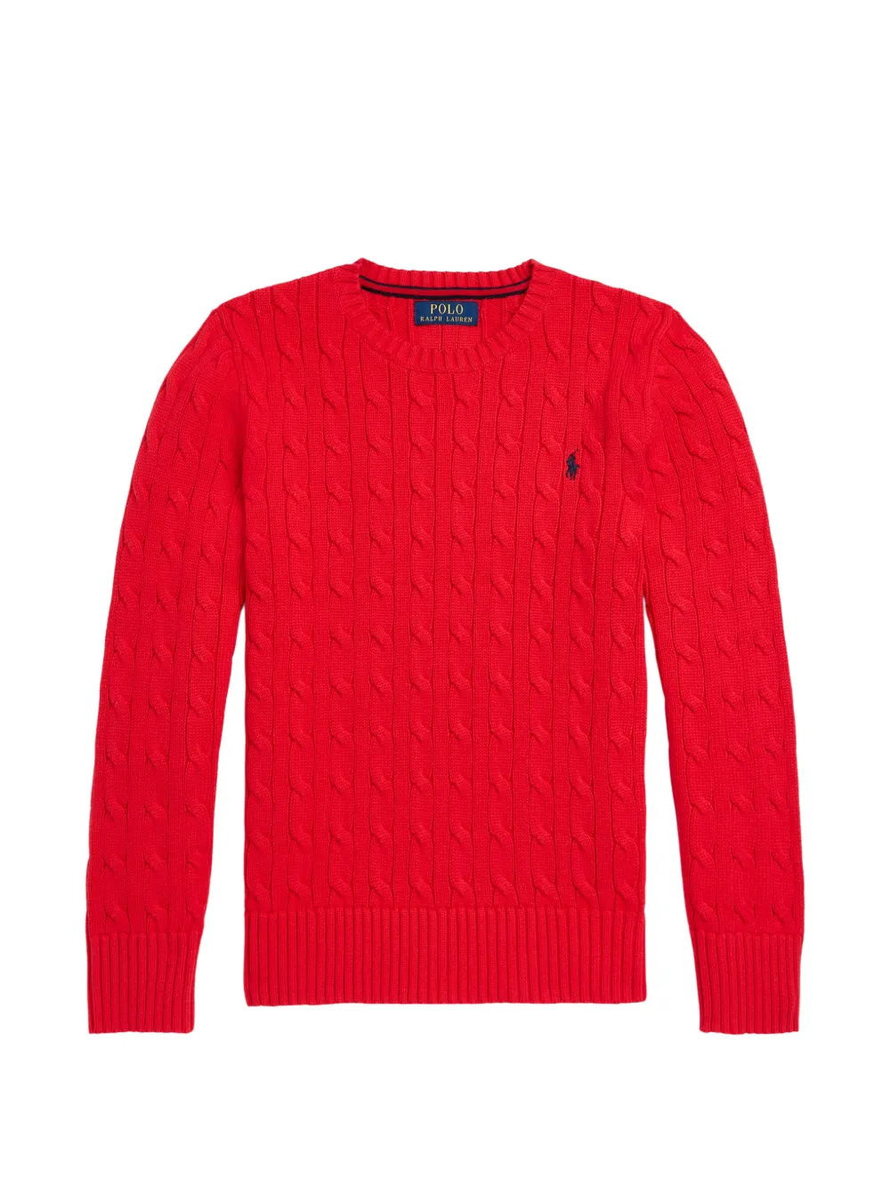 POLO RALPH LAUREN KIDS cable-knit embroidered-logo sweater - Rosso