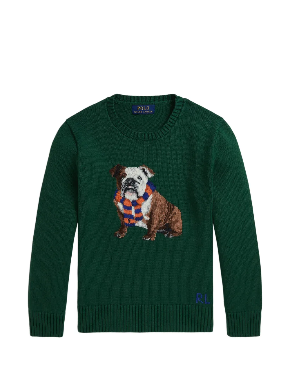 POLO RALPH LAUREN KIDS intarsia-knit bulldog sweater - Verde