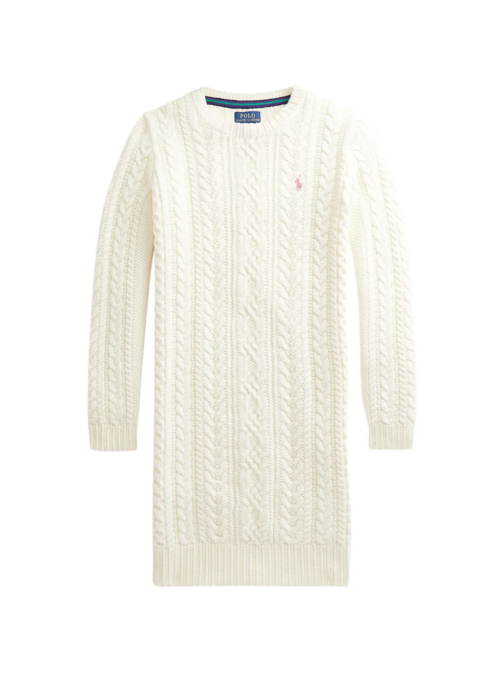 POLO RALPH LAUREN KIDS cable-knit logo-embroidered dress - Toni neutri