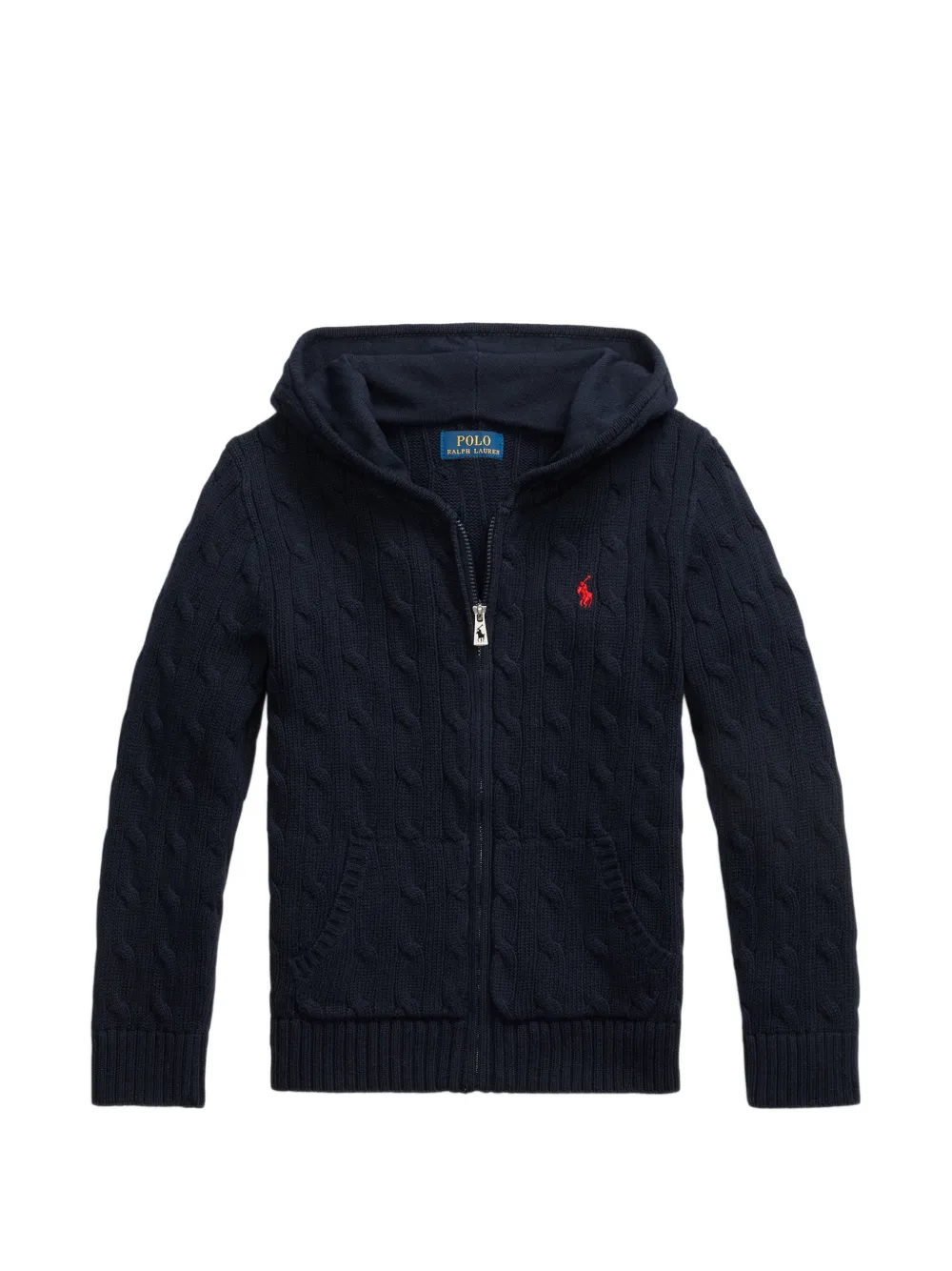 POLO RALPH LAUREN KIDS cable-knit zip-up hoodie - Blu