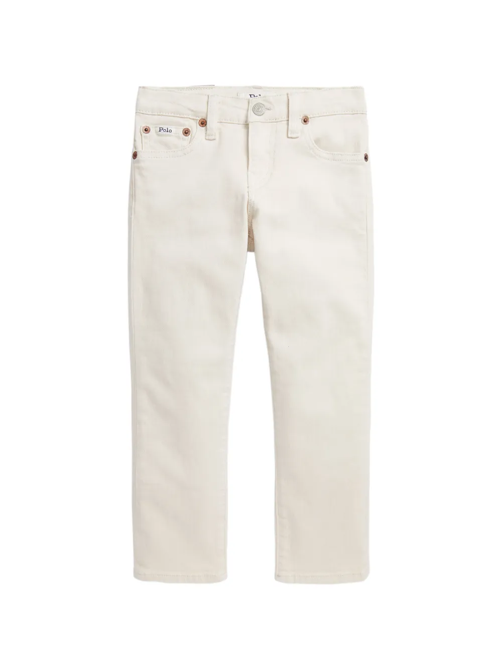 POLO RALPH LAUREN KIDS logo-patch straight-leg jeans - Bianco
