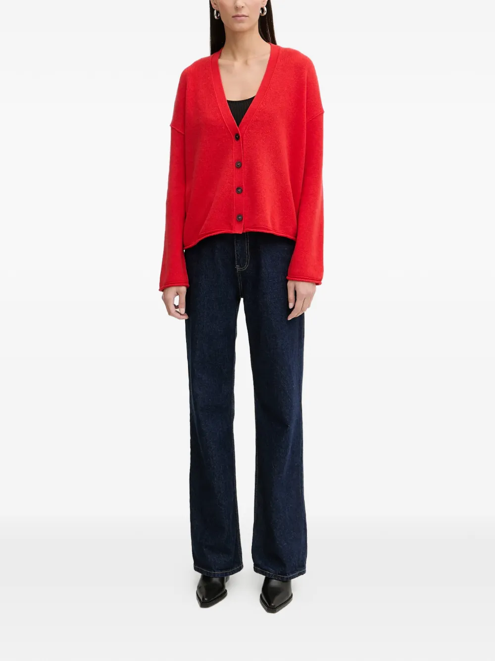  Marc O'polo Buttoned V-neck Knitwear - Red 