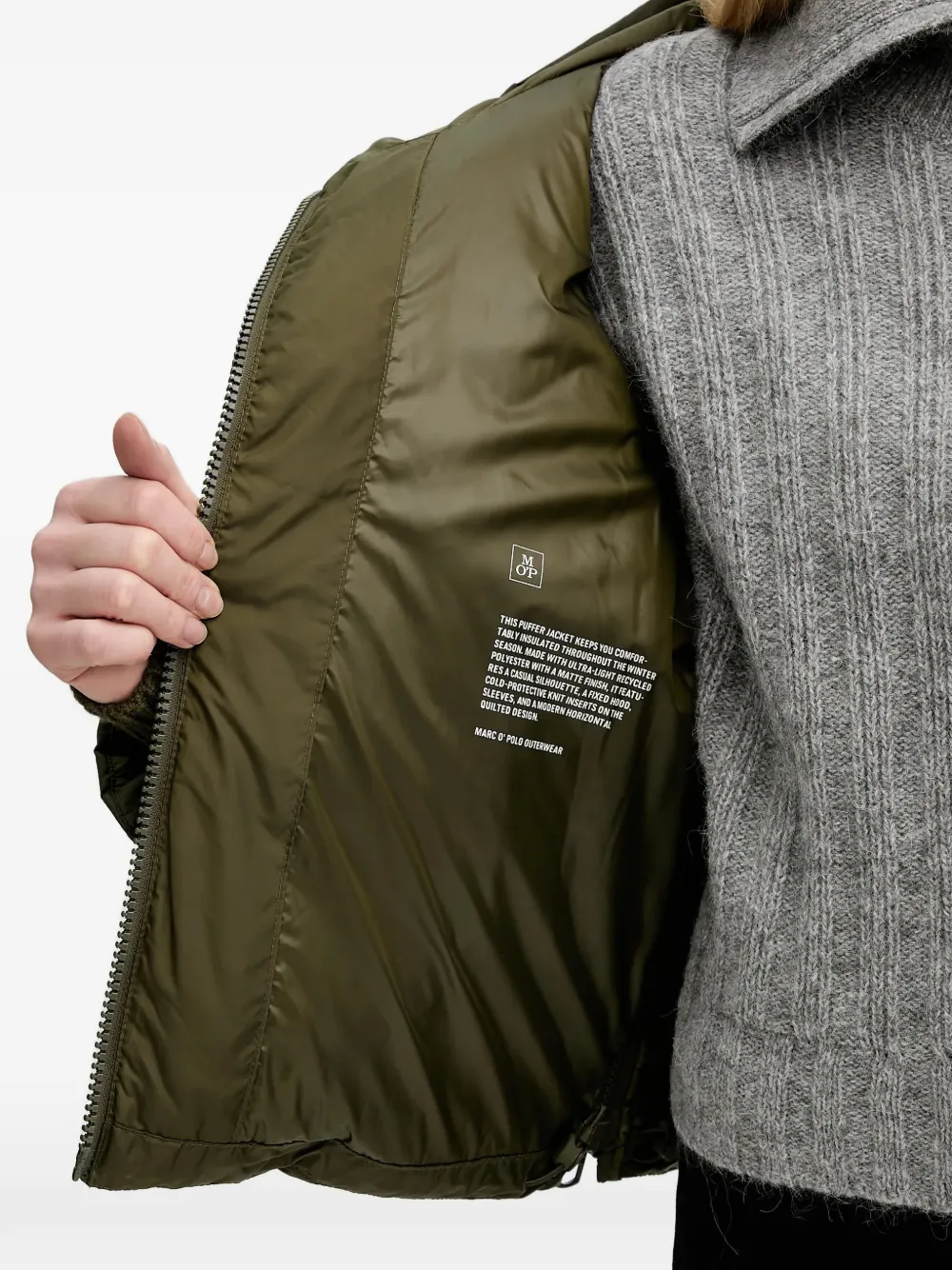 Marc O'Polo Gewatteerd jack met capuchon Groen