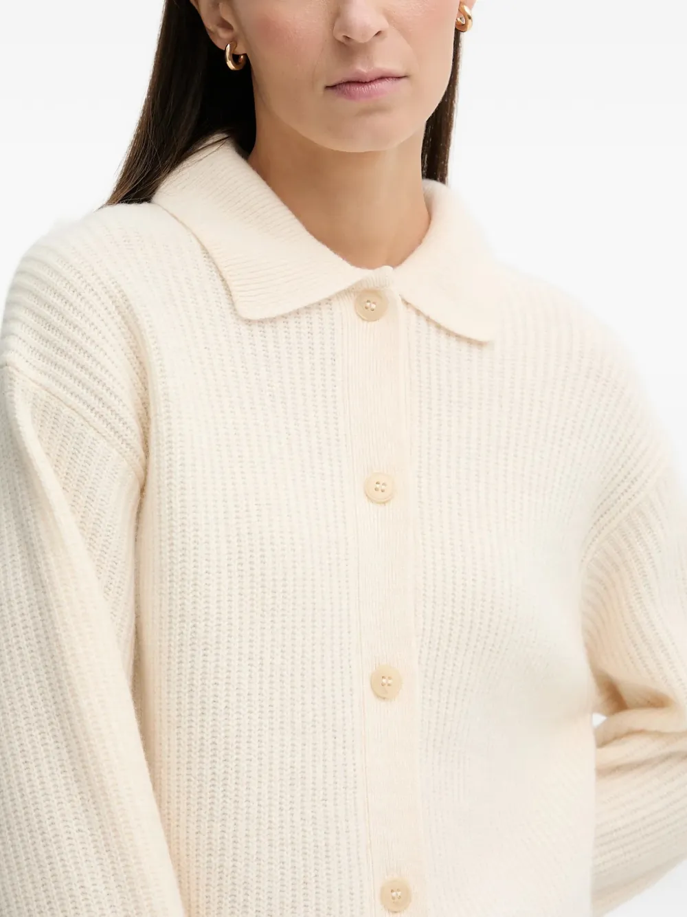 Marc O'polo Collared Buttoned Cardigan In Neutral