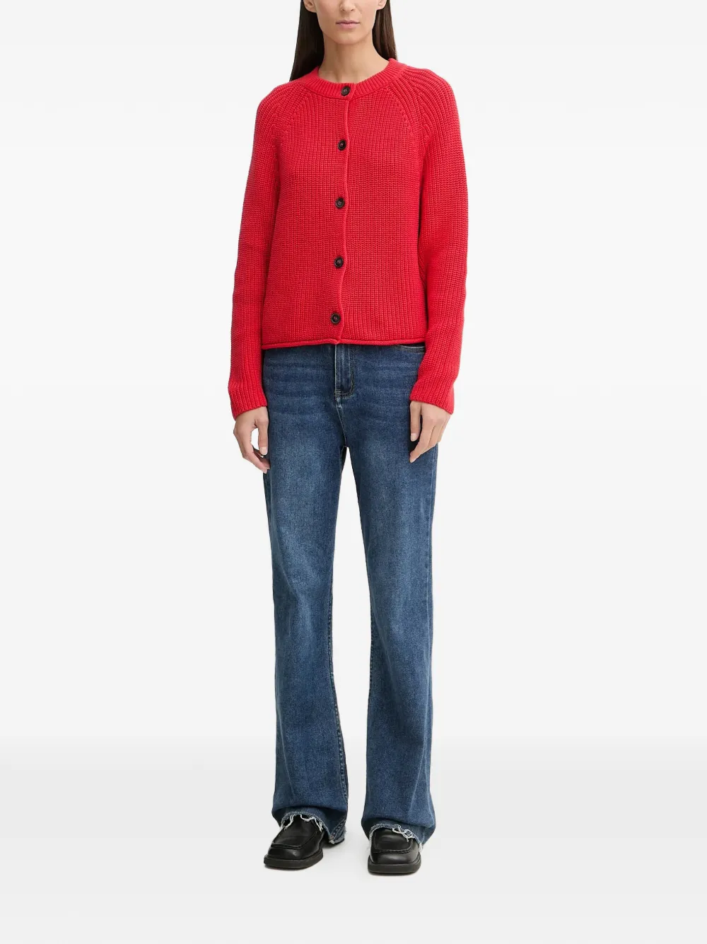 Marc O'polo Buttoned Cardigan In Red