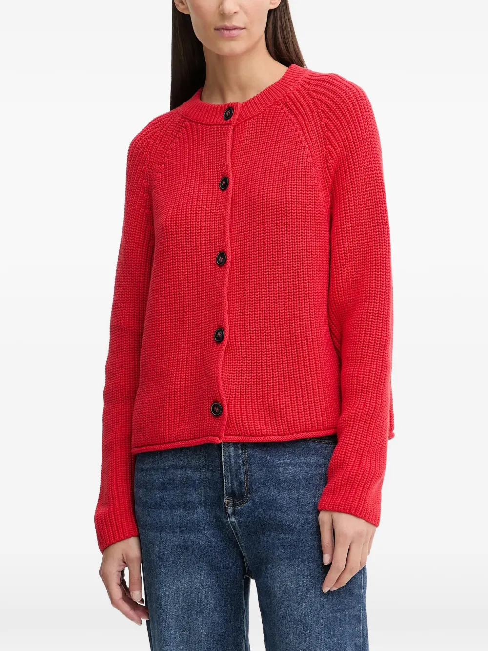 Marc O'polo Buttoned Cardigan In Red