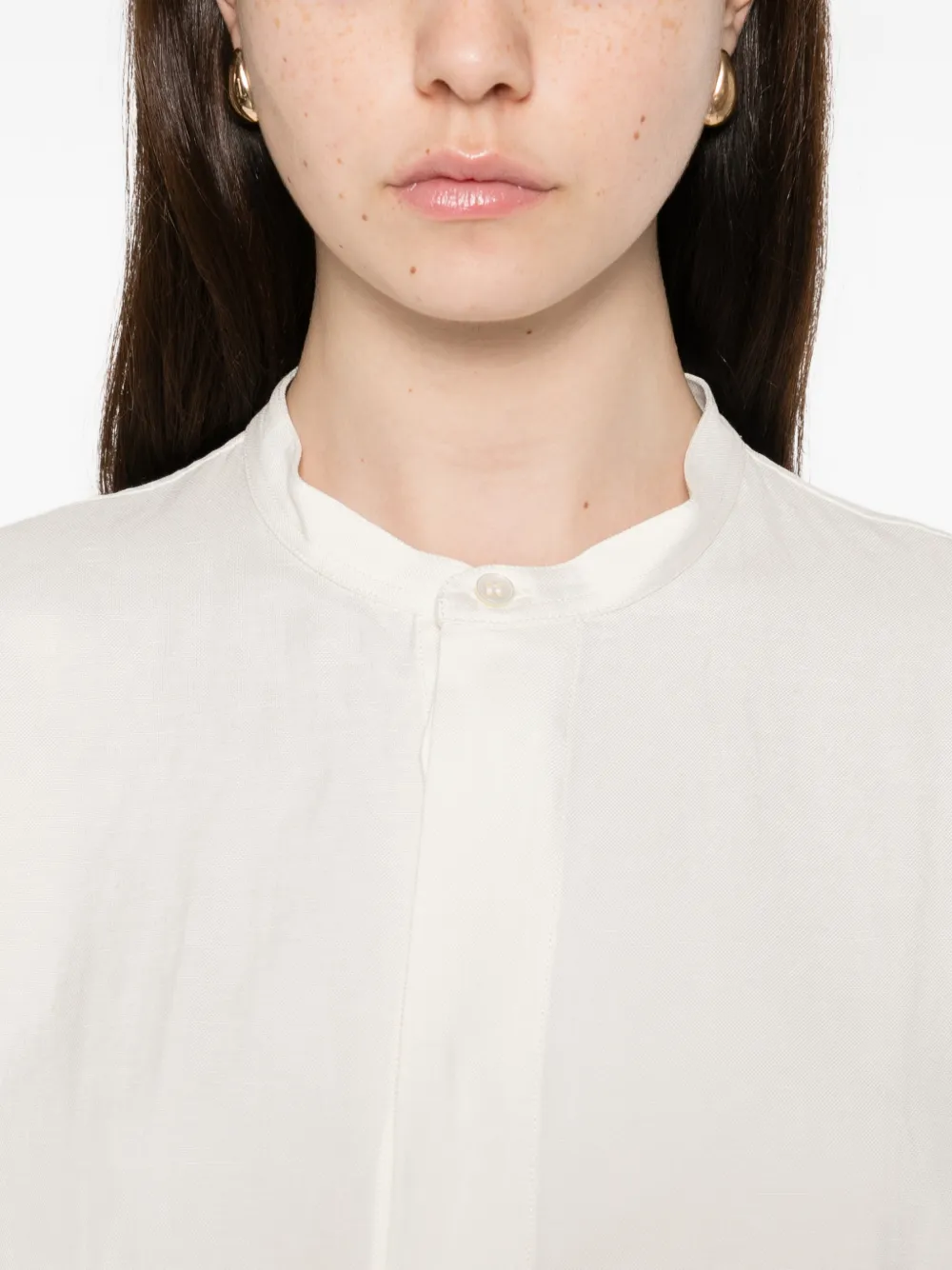 Studio Nicholson Kraagloos overhemd Beige