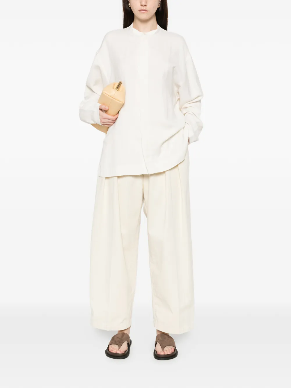 Studio Nicholson collarless shirt - Beige