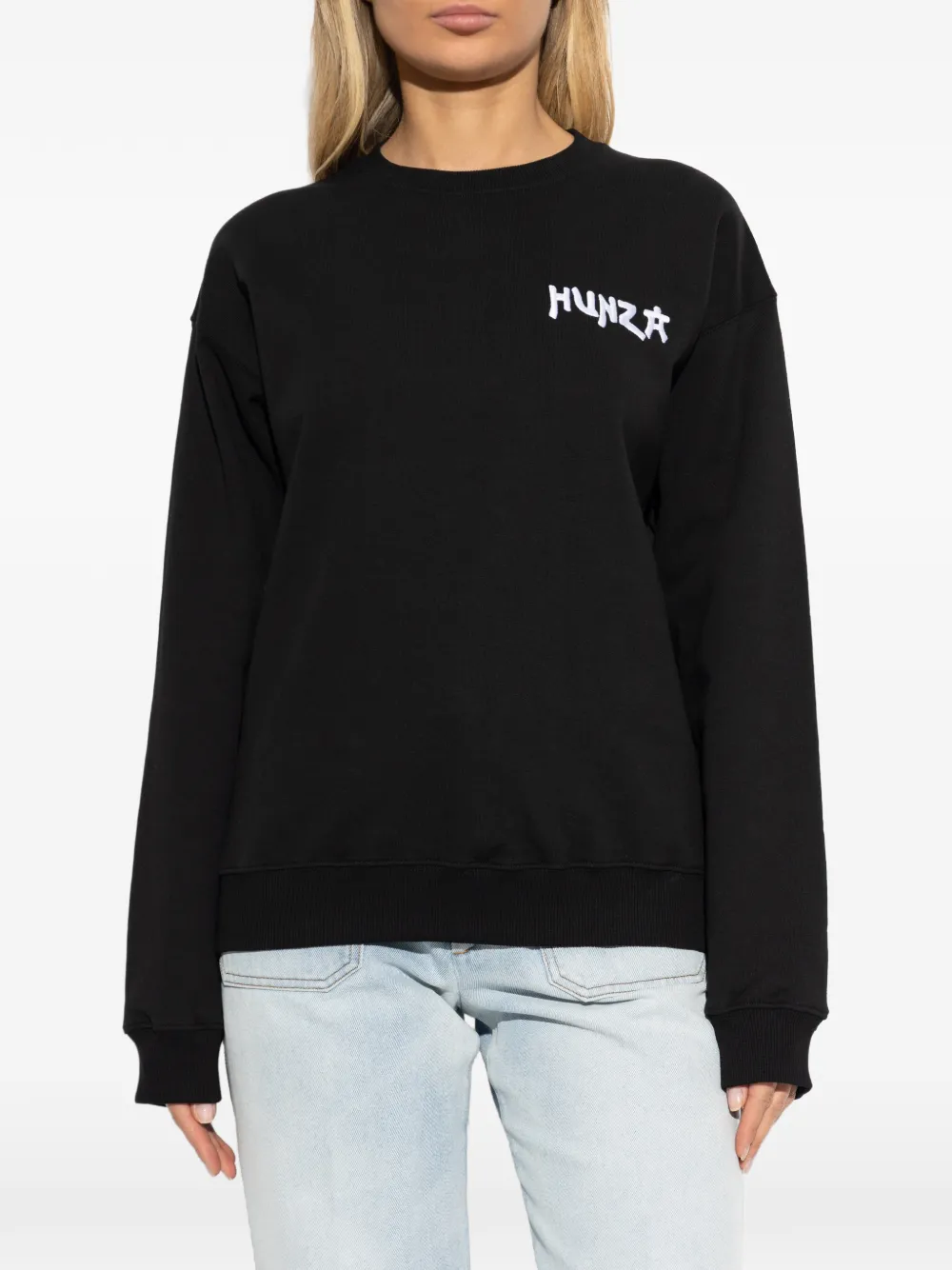  Hunza G 80s Logo Sweatshirt - Black 