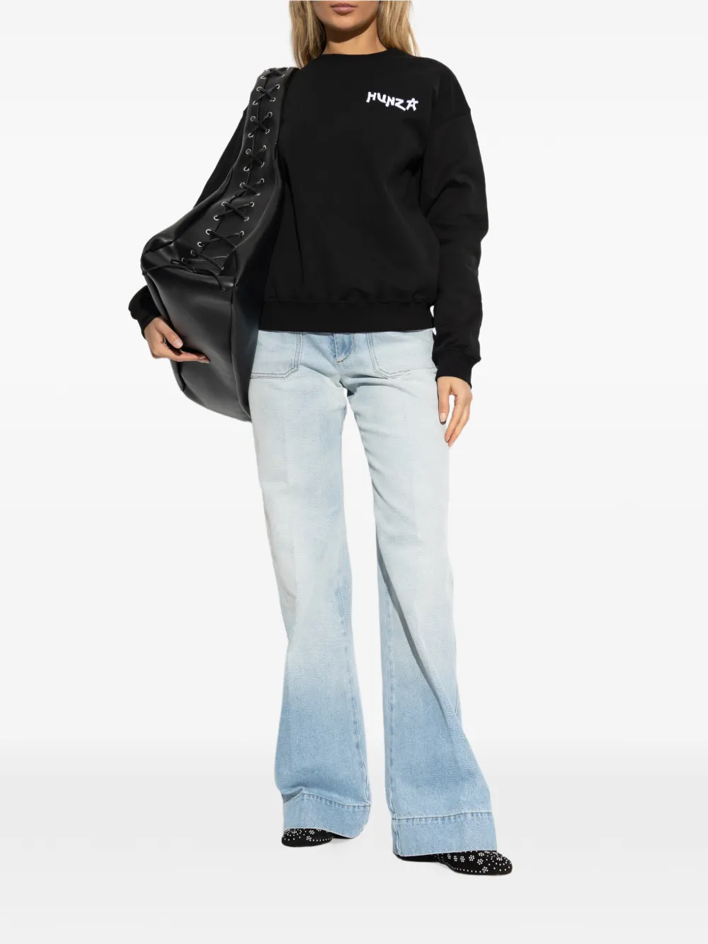 Hunza G 80s Logo Sweatshirt - Black 
