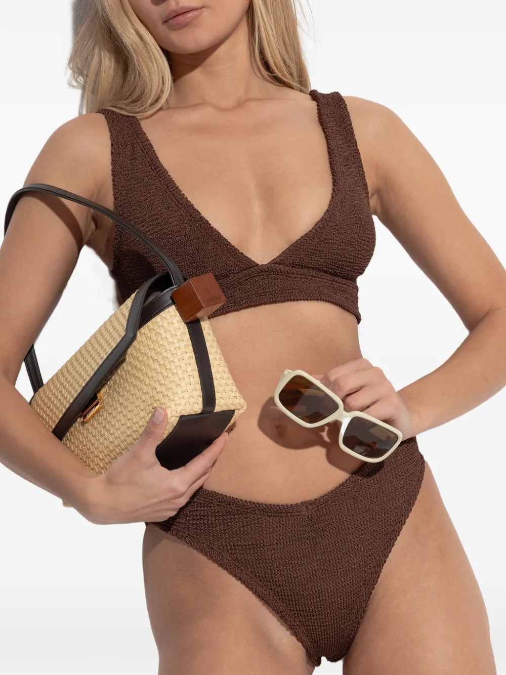  Hunza G Metallic Crinkle Bikini - Brown 