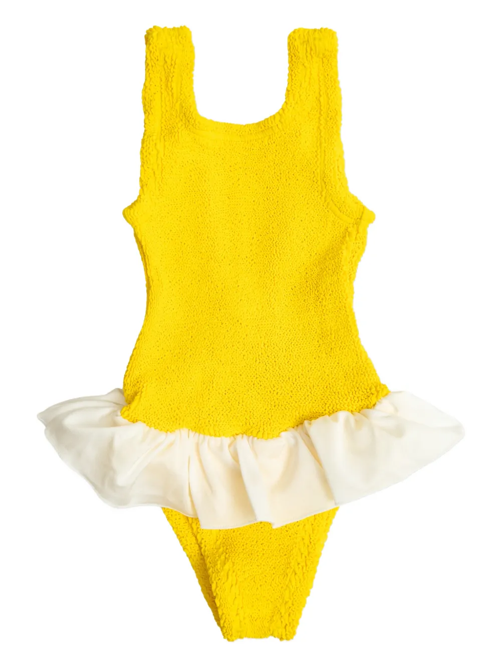Hunza G Kids Duo Denise crinkle ruffled swimsuit - Giallo